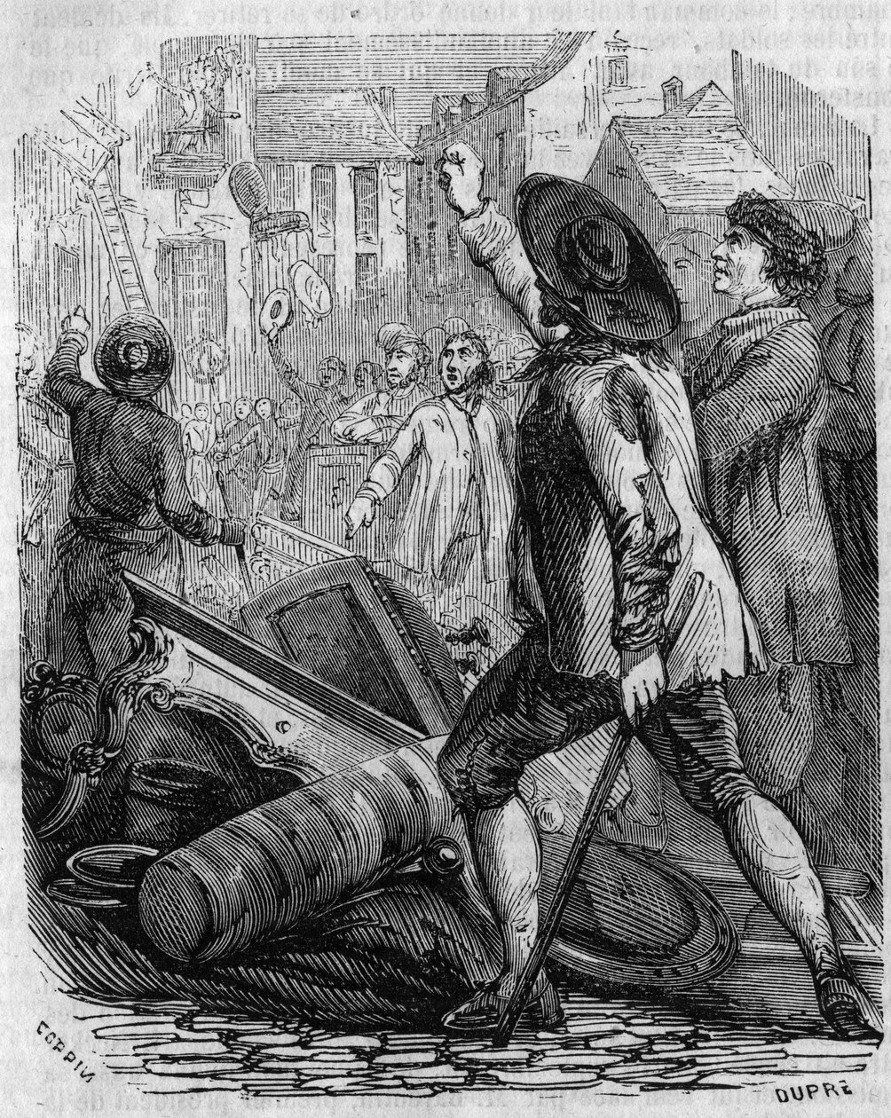 Revolução Francesa: "Pillage de la fabrication de wallpaper de Reveillon 28 de Abril de French School