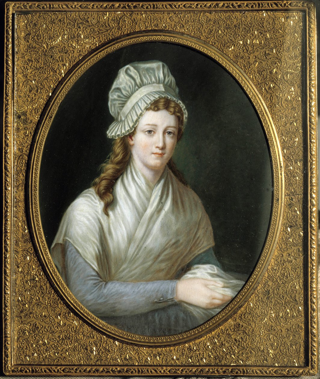 Revolução Francesa: Retrato de Charlotte Corday (1768 - 1793). Pintura francesa anônima de French School