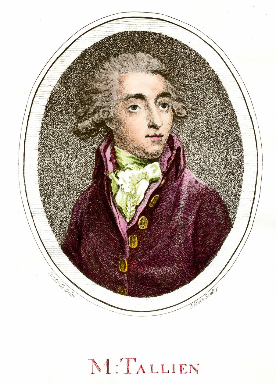 Revolução Francesa: Retrato de Jean Lambert (Jean-Lambert) Tallian (1767-1820) Revolucionário Francês. Gravura do século XVIII. Coleção particular de French School