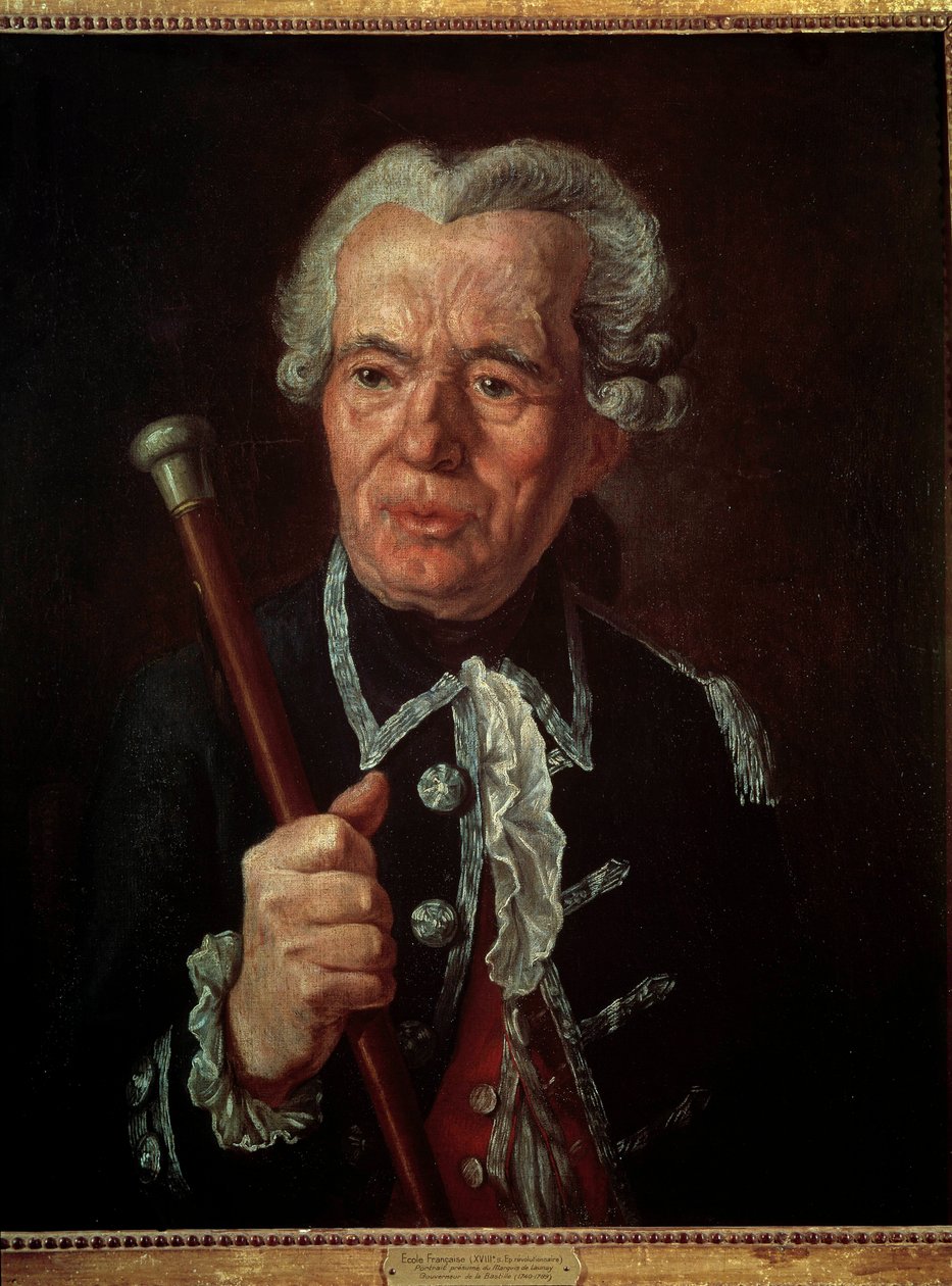 Revolução Francesa: "Retrato do Marquês Bernard René Jordan de Launay (1740-1789), governador da Bastilha" Pintura da Escola Francesa. Século XVIII. de French School