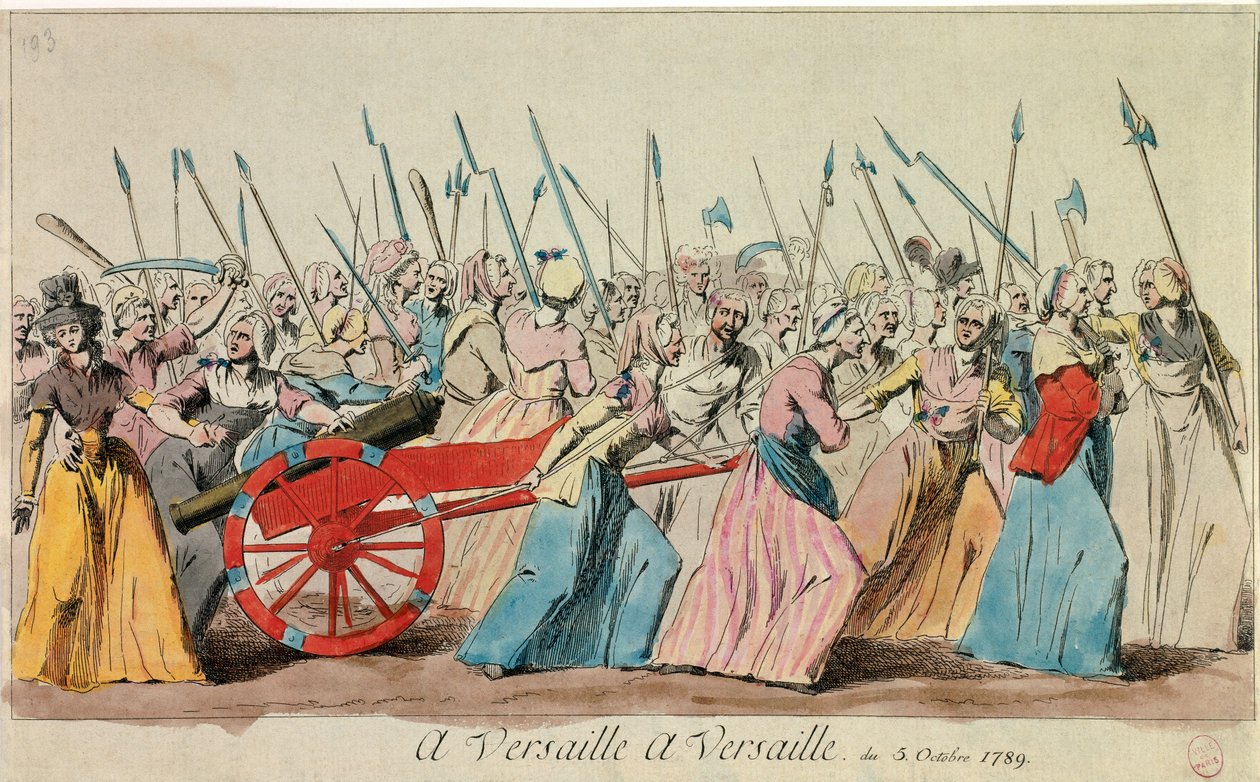 Revolução Francesa: "A Marcha das Mulheres em Versalhes, em 5 de Outubro de French School