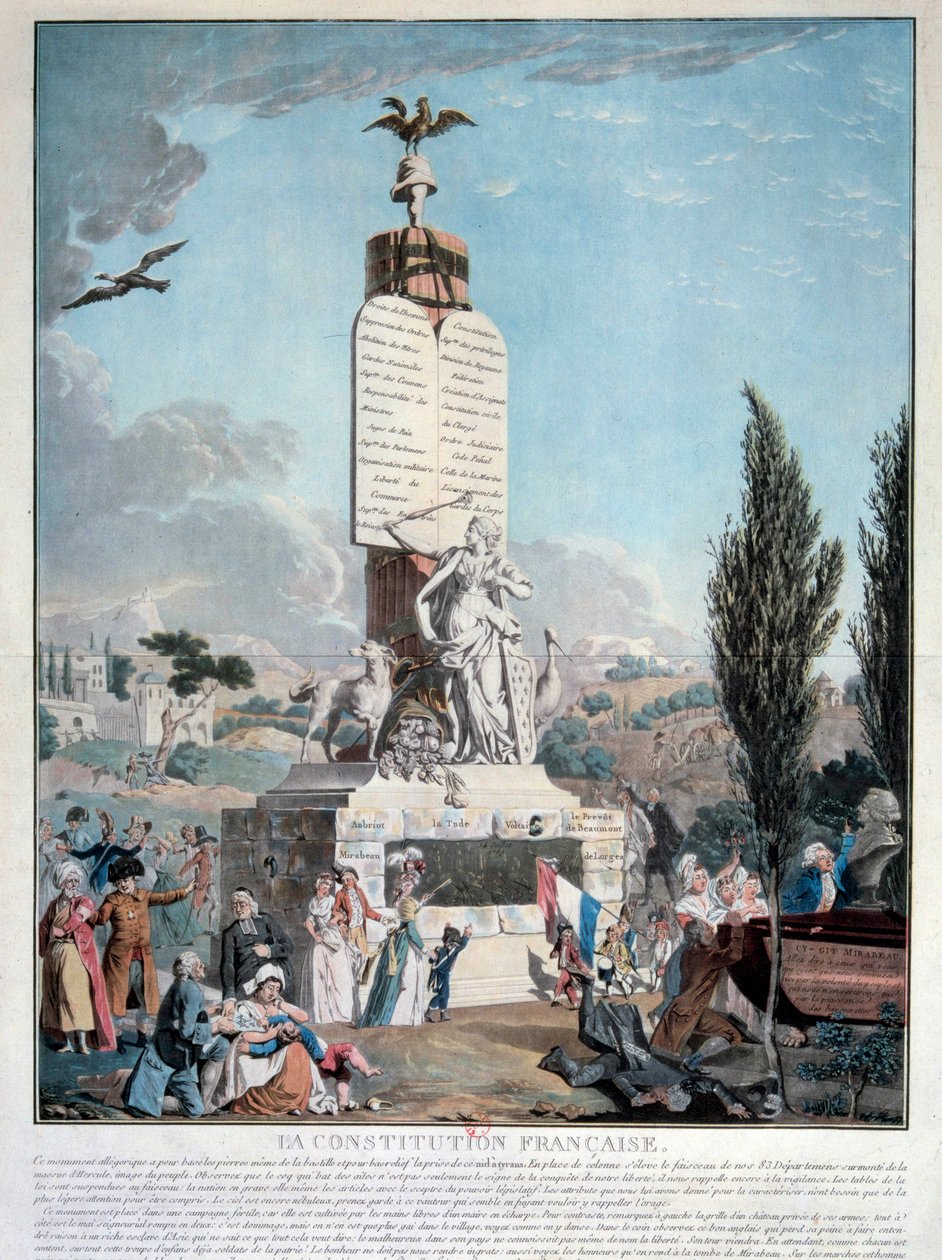 Revolução Francesa: alegoria da Constituição Francesa em Setembro de 1791. Gravura de 1791 Paris, Biblioteca do Arsenal de French School