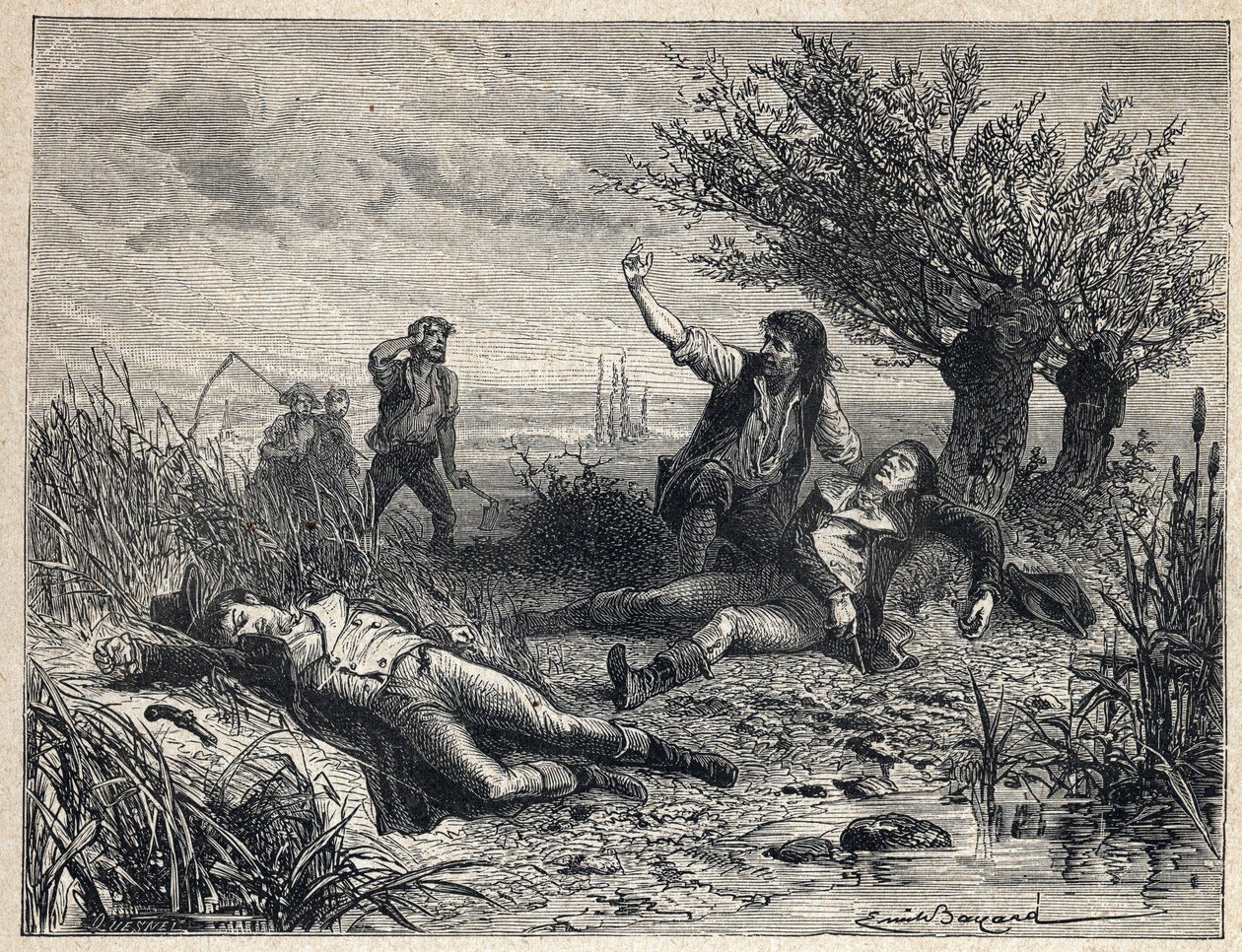 Revolução Francesa: suicídio por envenenamento dos políticos François Buzot (1760-1794) e Jerome Petion de Villeneuve (1759-1794) de French School