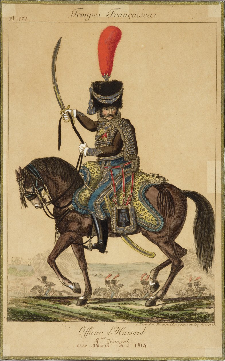 Tropas francesas: Um oficial dos hussardos, de 1806 a 1814, publicado pela Martinet Libraire, Paris de French School