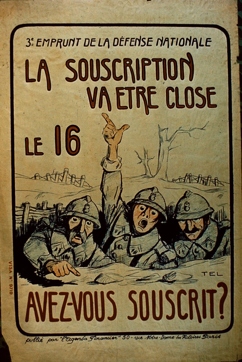 Cartaz francês das ligações de guerra de WWI, 1914-18 de French School