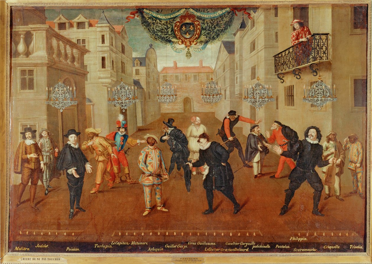 Comediantes franceses e italianos ... (pintura sobre tela) de French School
