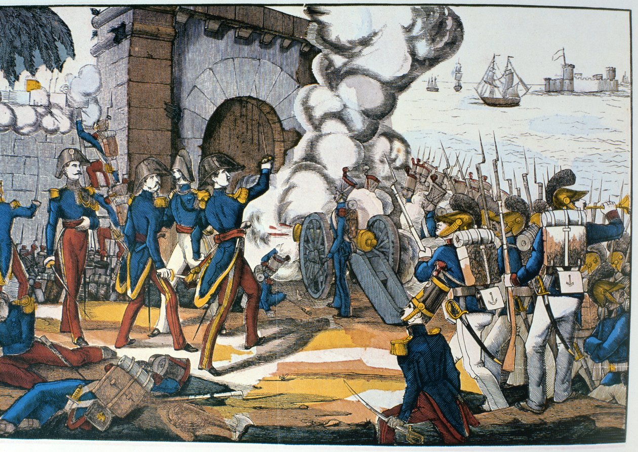 Ataque francês à fortaleza mexicana de San Juan de Ulua durante a guerra de pastelaria de 1838 de French School
