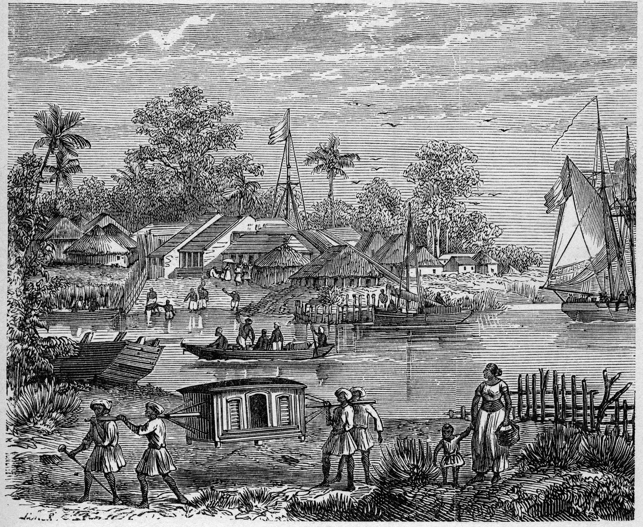 Colônia francesa na Índia: balcão de Yanaon, na foz do Godavery de French School