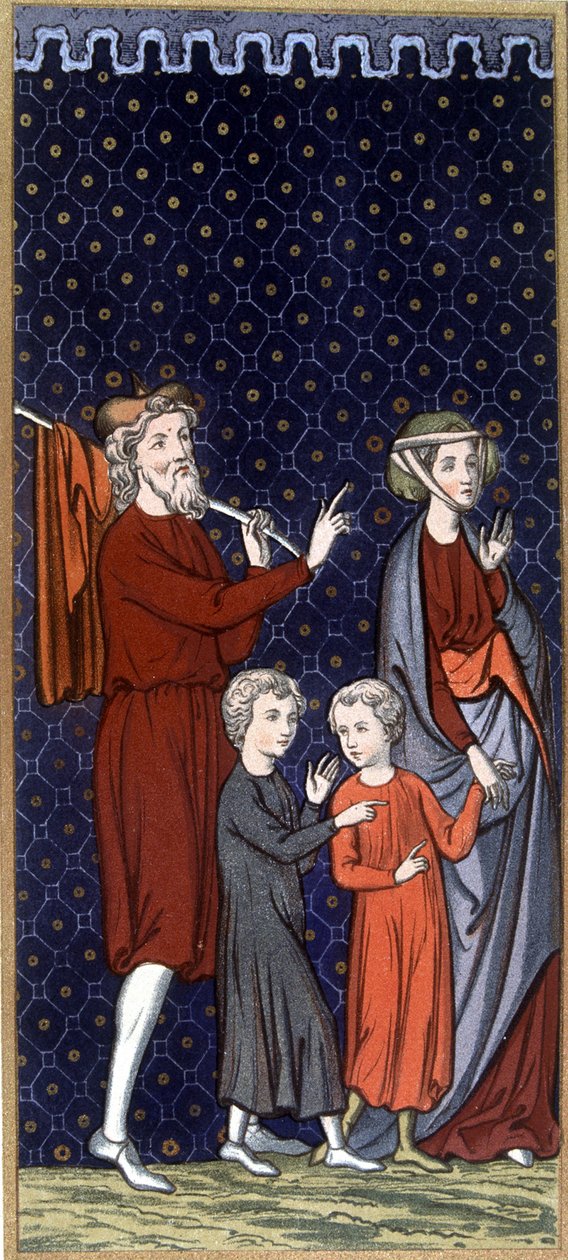 Família francesa no século XIV - em "Sumptuary arts of costume and furniture", ed. Mangard-Maugé de French School