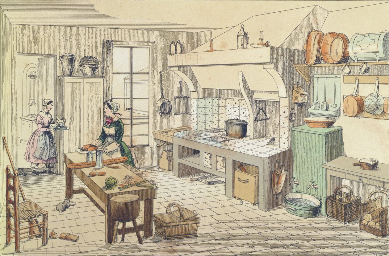 Cozinha francesa de meados do século XIX de French School