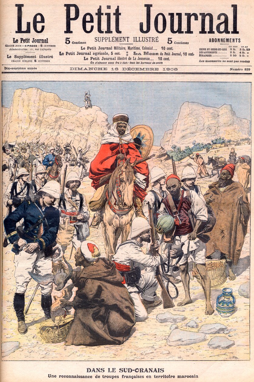 Expedição francesa de reconhecimento no sul de Marrocos Ilustração para o Le petit Journal, Dezembro de 1906. de French School