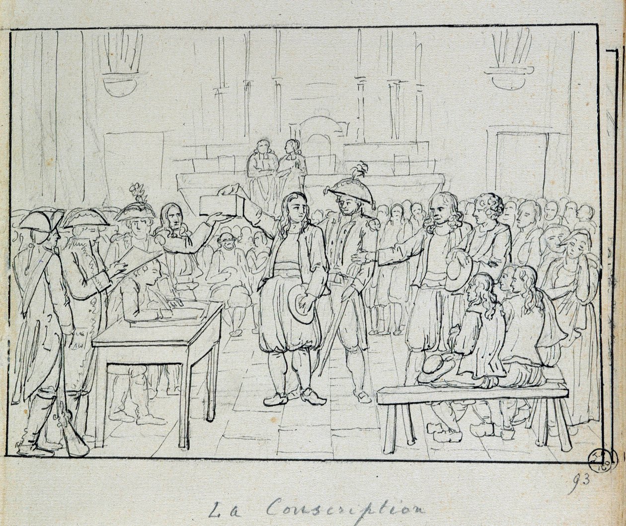 Revolução Francesa: cena do recrutamento na Bretanha, em 1793. Paris, Musee Carnavalet de French School