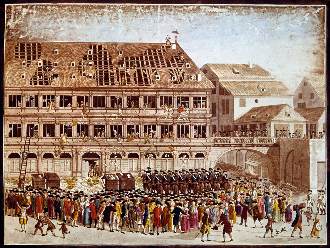 Revolução francesa: saque da prefeitura de Estrasburgo em 20/07/1789. Impressão anónima. Paris, B.N. de French School