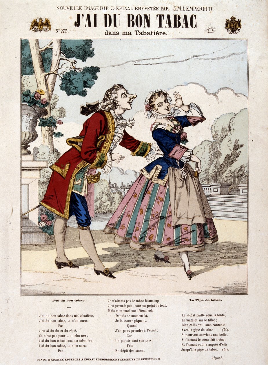 Canção francesa “” Eu tenho um bom tabaco - J&39;ai du bon tabac - imagery d&39;Epinal de French School