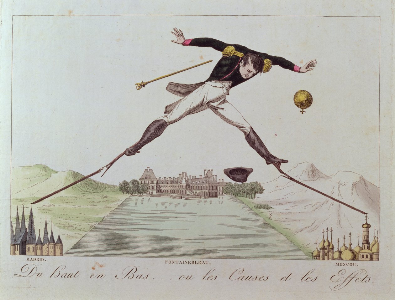 De Alto a Baixo ... ou as Causas e os Efeitos, caricatura da política externa de Napoleão, c.1814 de French School