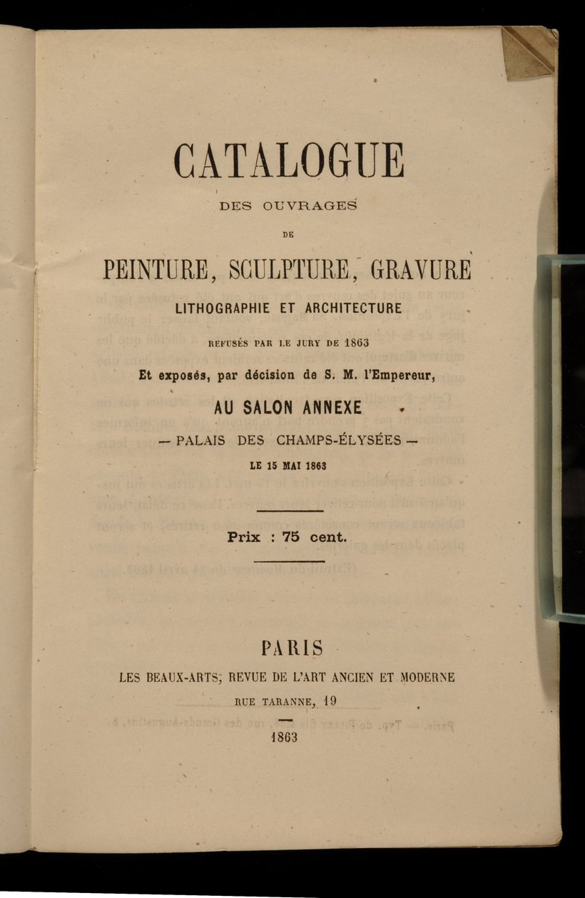 Frontispício do catálogo do Salon des Refuses, 1863 de French School