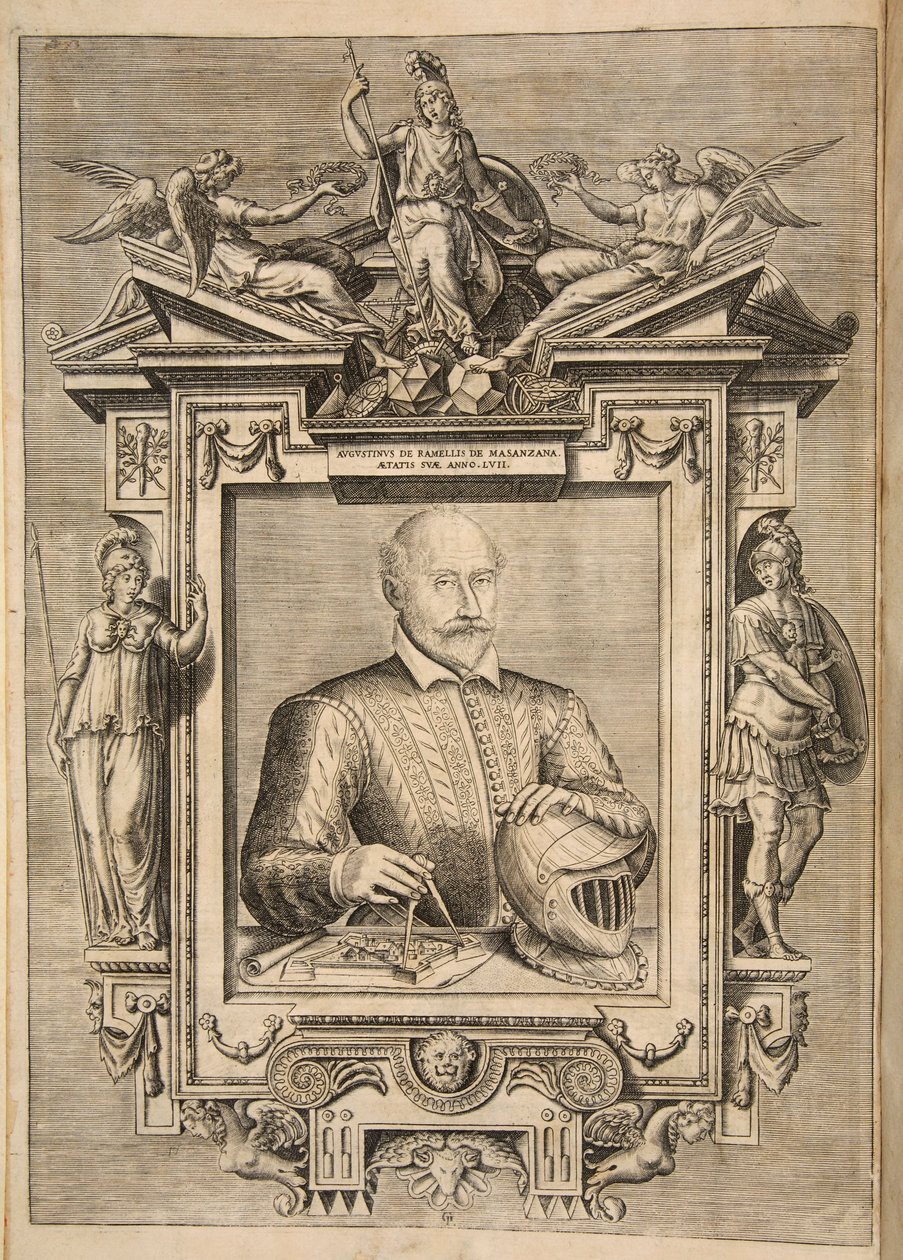 Frontispício, de The Diverse Et Artificiose Machine, do Capitão Agostino Ramelli, pub. 1588 Engra de French School
