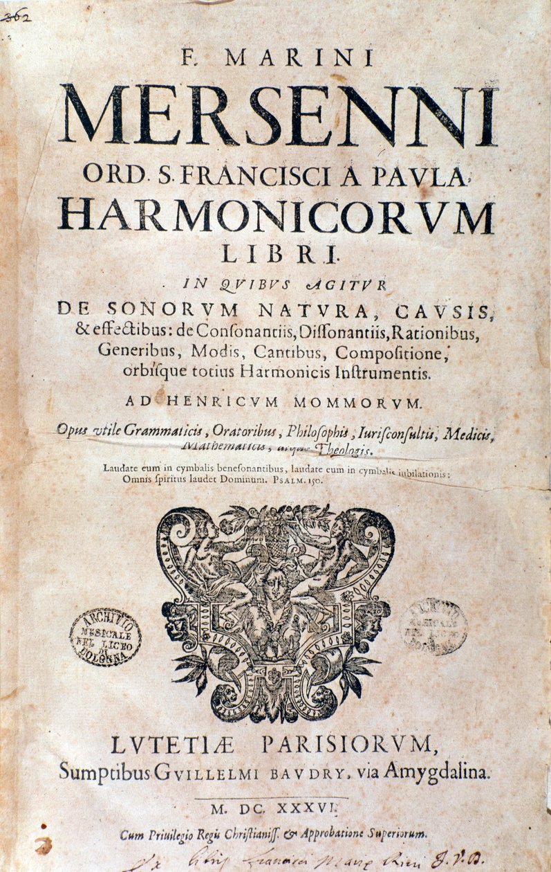 Frontispício da Harmonie universelle de Marin Mersenne de French School