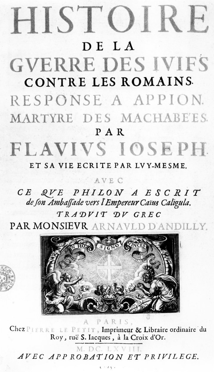 Frontispício da História da Guerra dos Judeus contra os Romanos, de Flavius Josephus, publicado em Paris, 1688 de French School