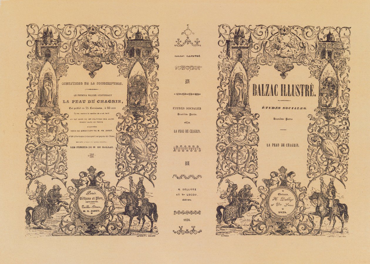 Frontispício de La Peau de Chagrin, de uma edição ilustrada das obras de Honore de Balzac (1799-1850) por Delloye e Lecou, 1838 de French School