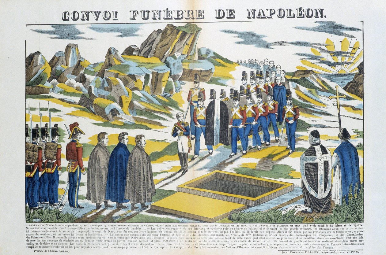Comboio funebre de Napoleão-le-Grande Bonaparte (1769-1821) na ilha de Sainte-Helene. Imagem de Epinal de French School
