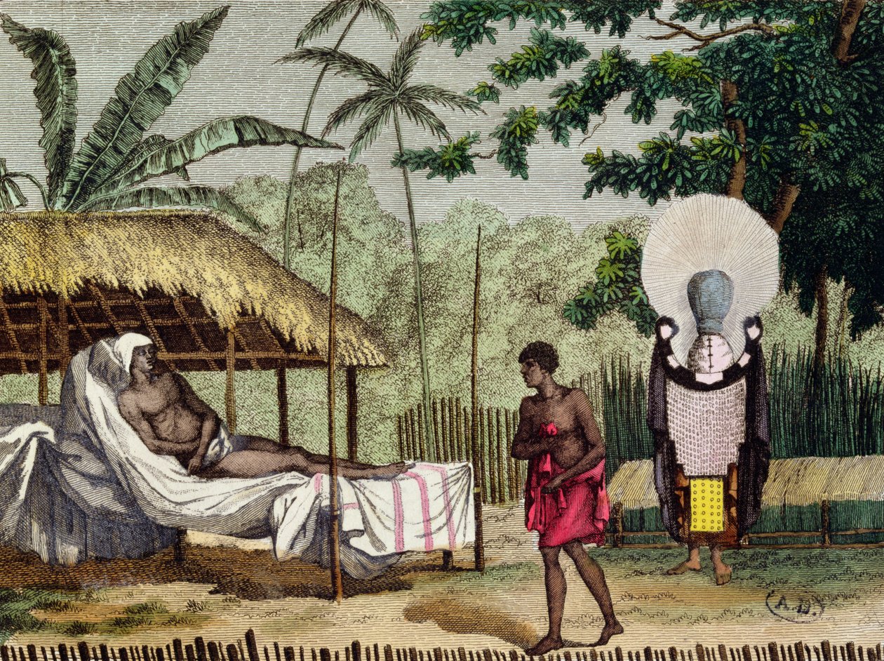 Ritos fúnebres e de luto no Taiti, 1811 de French School