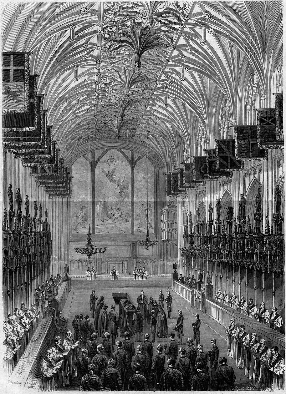 Funeral do Príncipe Alberto (1819-1861), esposo da Rainha Vitória da Inglaterra, na Capela de São Jorge, Castelo de Windsor de French School