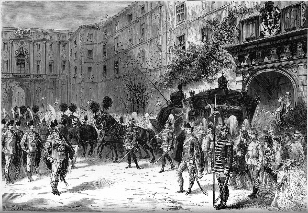 Funeral da Impressora austríaca Caroline Augusta (1792-1873): desonra do cortejo fúnebre nas ruas de Viena de French School