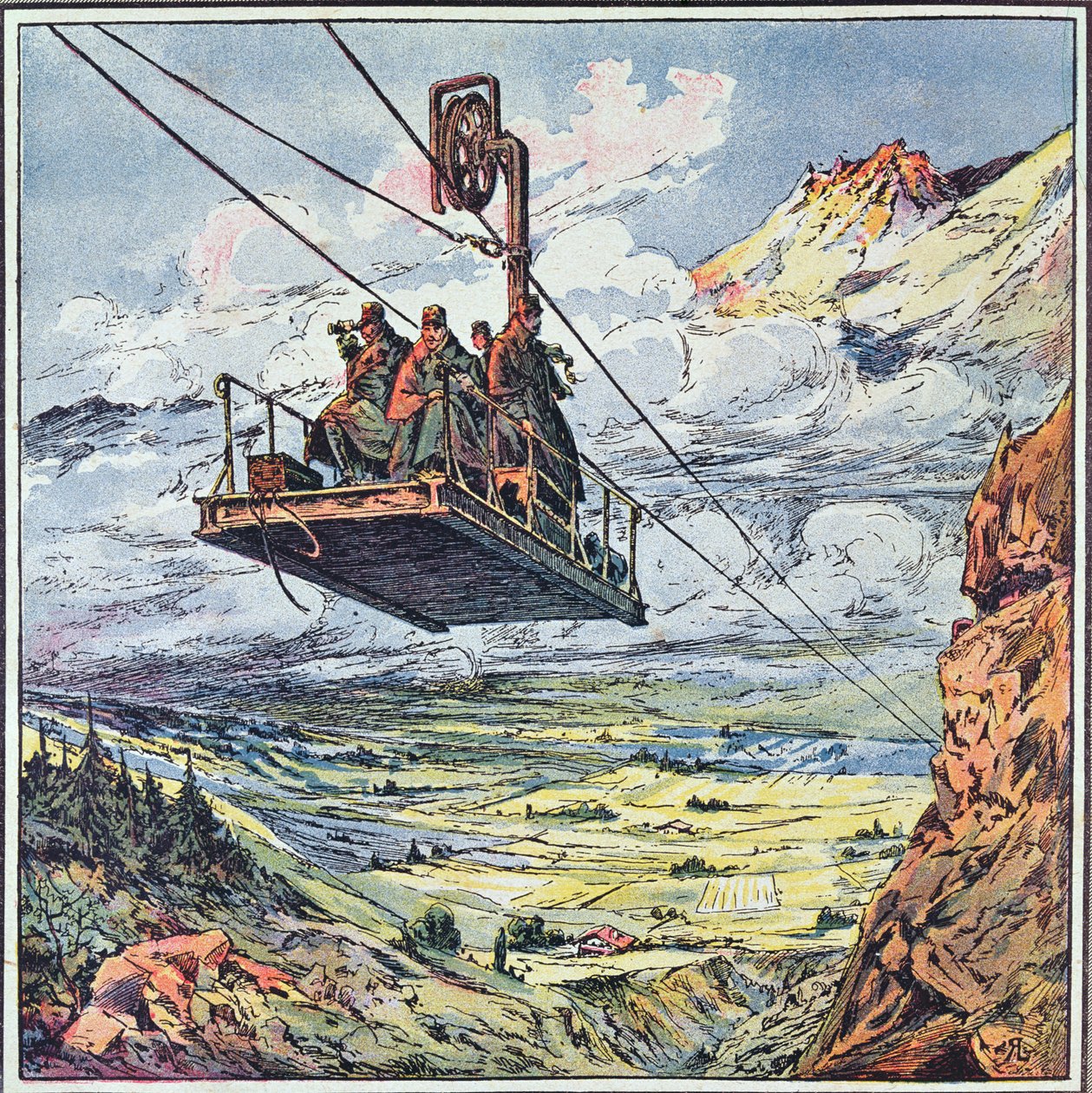 Funicular nos Alpes italianos, 1916 de French School