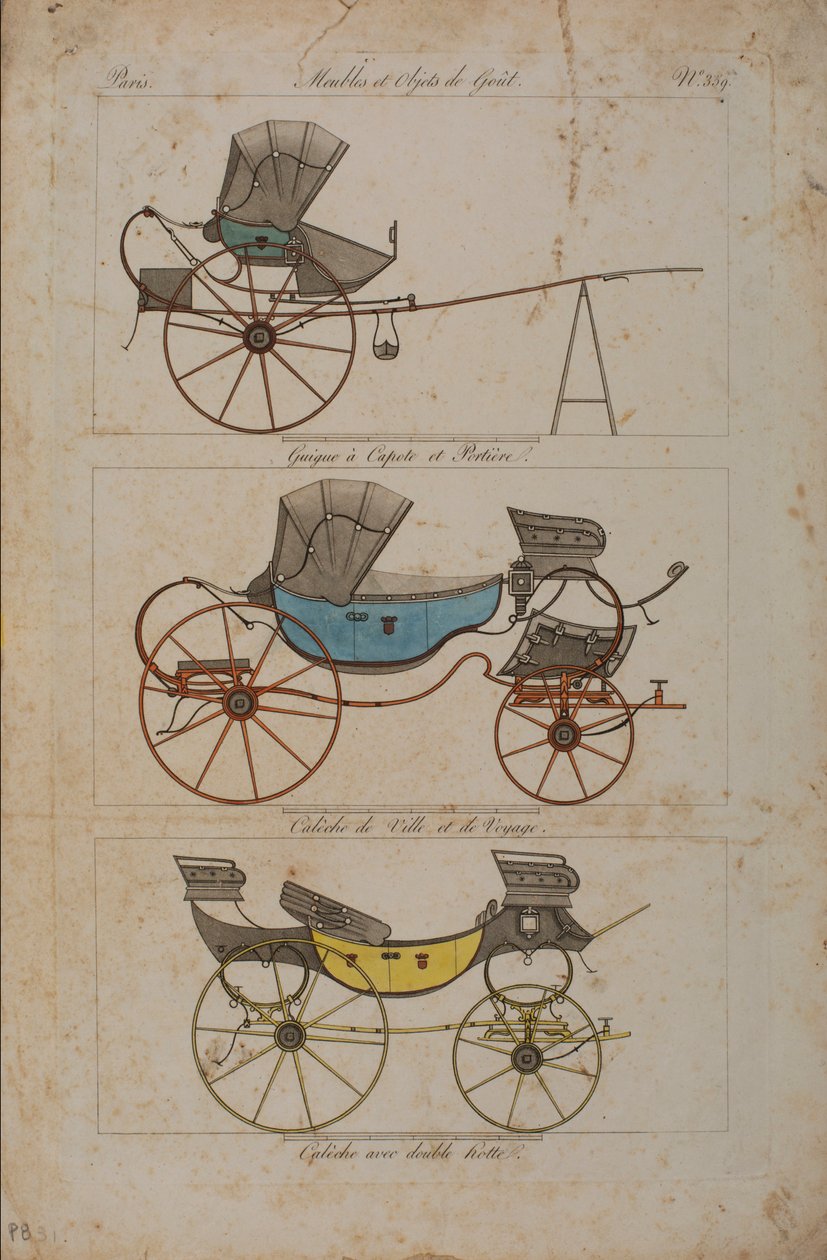 Móveis e Objetos de Gosto, nº 32, Phaeton Simples (gravura colorida) de French School