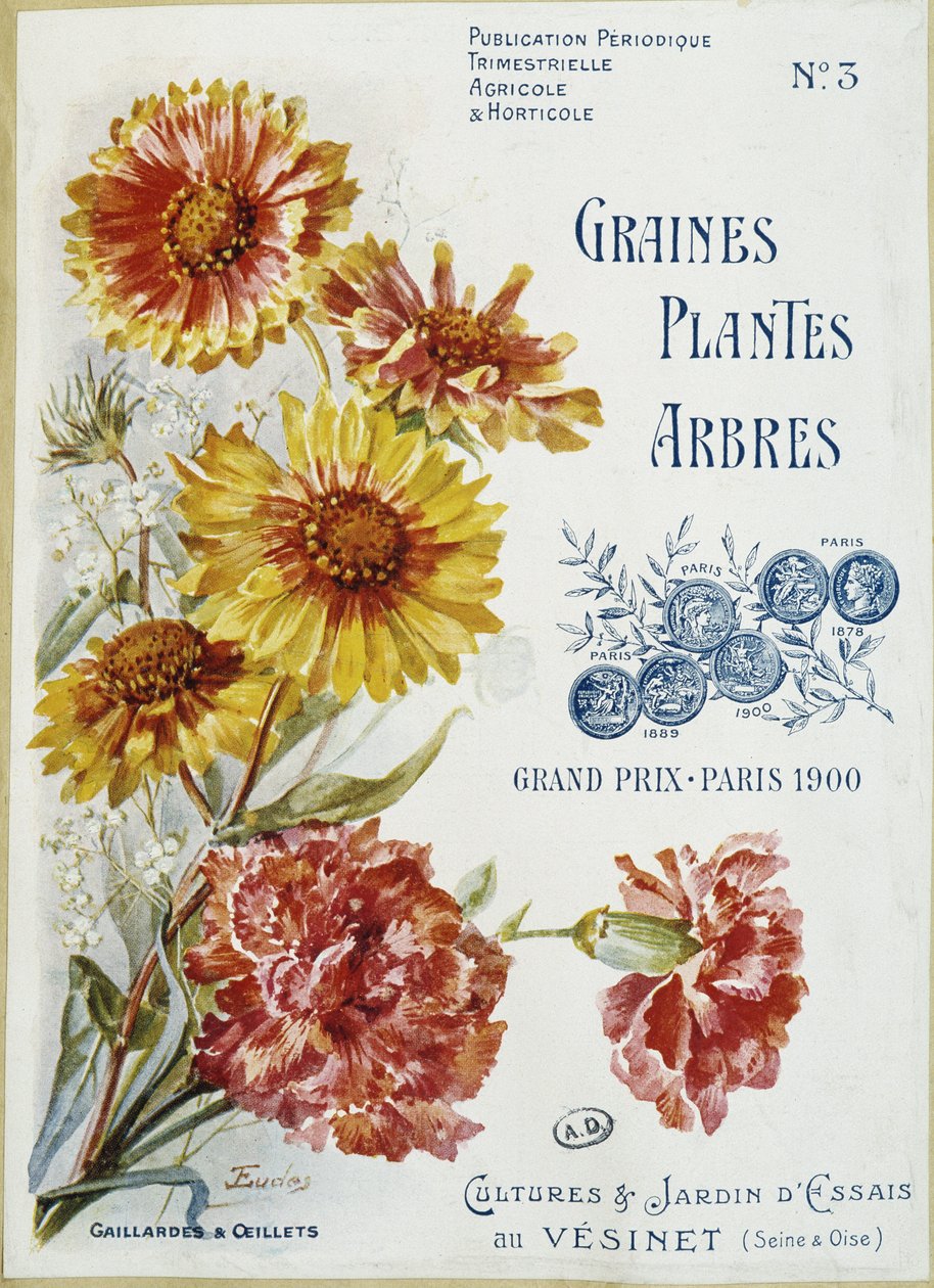 Gaillardes e cravos - Capa da revista "Seeds Plants Trees", Nº 3 de French School