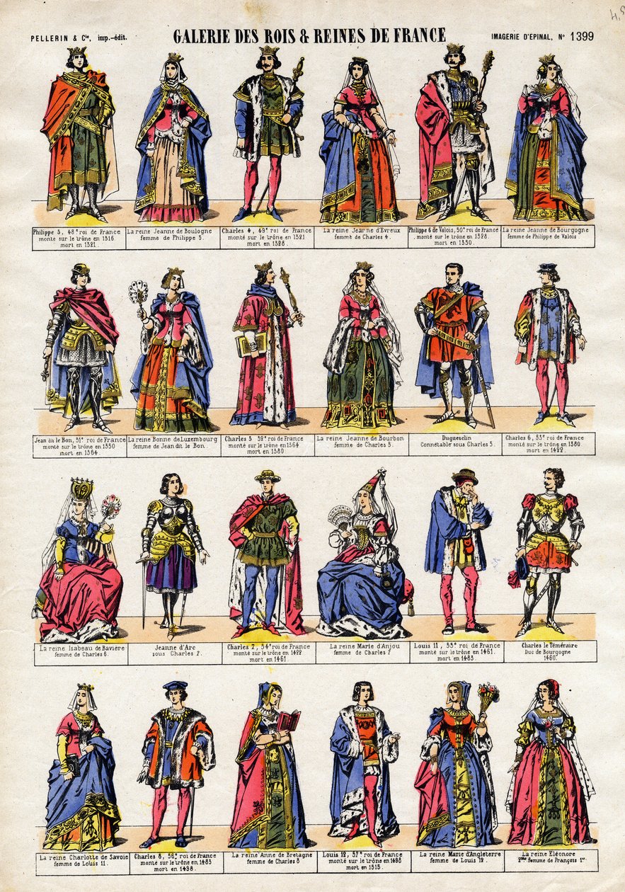 Galeria de Reis e Rainhas de França de Filipe V à Rainha Eleonore. de French School