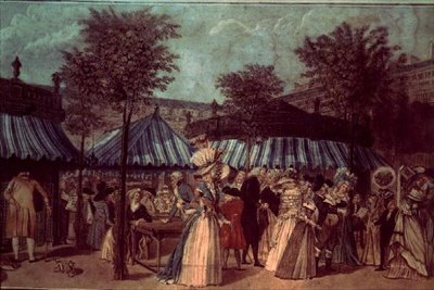 Passeio de Jardim no Palais Royal, Paris, c.1810 (cor litho) de French School