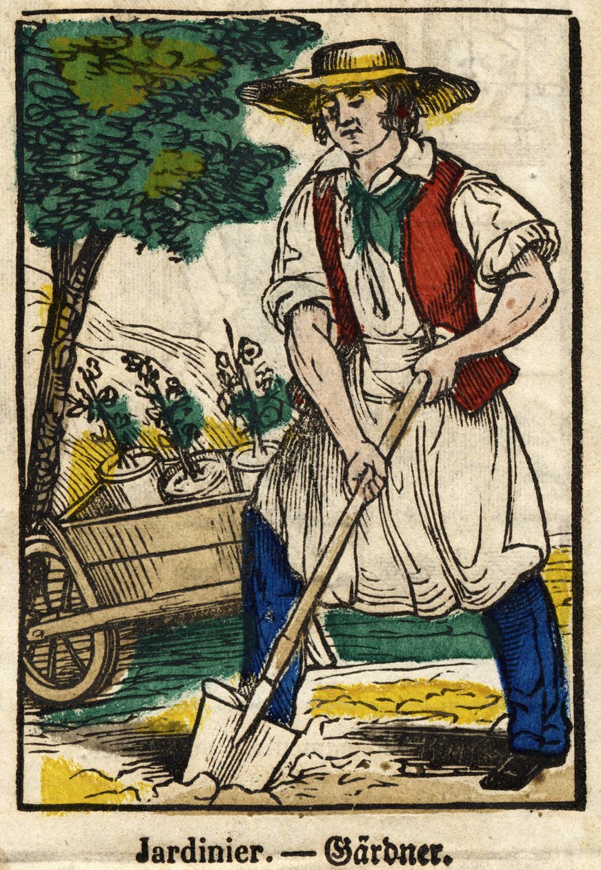 Jardineiro; Série sobre o comércio, imagem de Epinal do século XIX. de French School