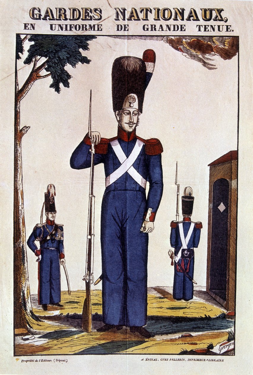 Guardas nacionais em uniforme de grande atração - imagem de Epinal de Georgin, ed. Pellerin de French School