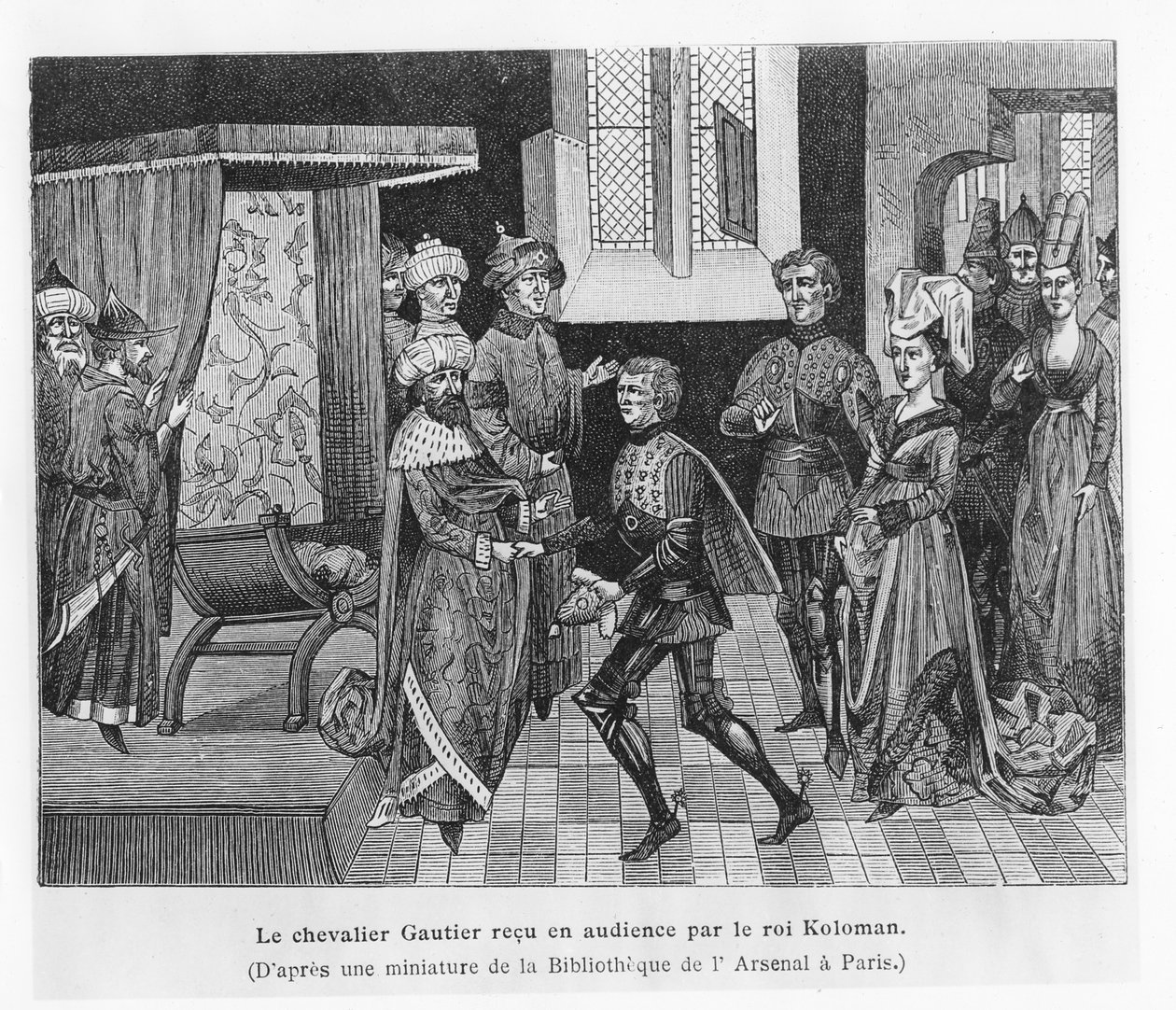Gautier recebido pelo Rei Koloman da Hungria (gravura) de French School