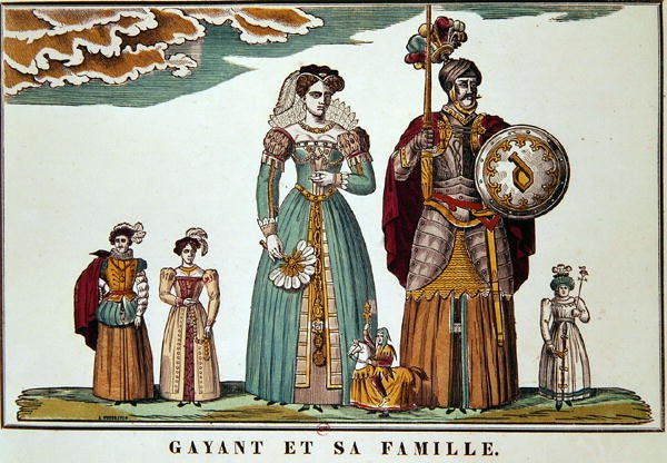 Gayant e sua família, Imagerie de Lille (cor litho) de French School