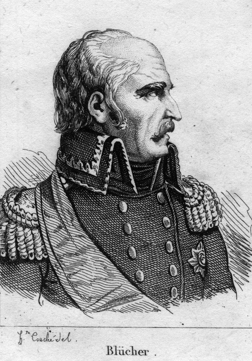 Gebhard Leberecht, Príncipe Blucher von Wahlstatt (1742-1819), marechal prussiano. Gravura do século XIX. de French School