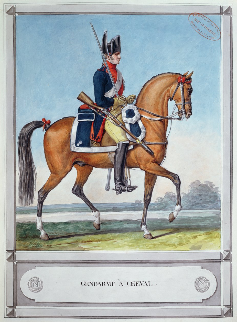 Gendarme montado em um cavalo, c. 1812 de French School