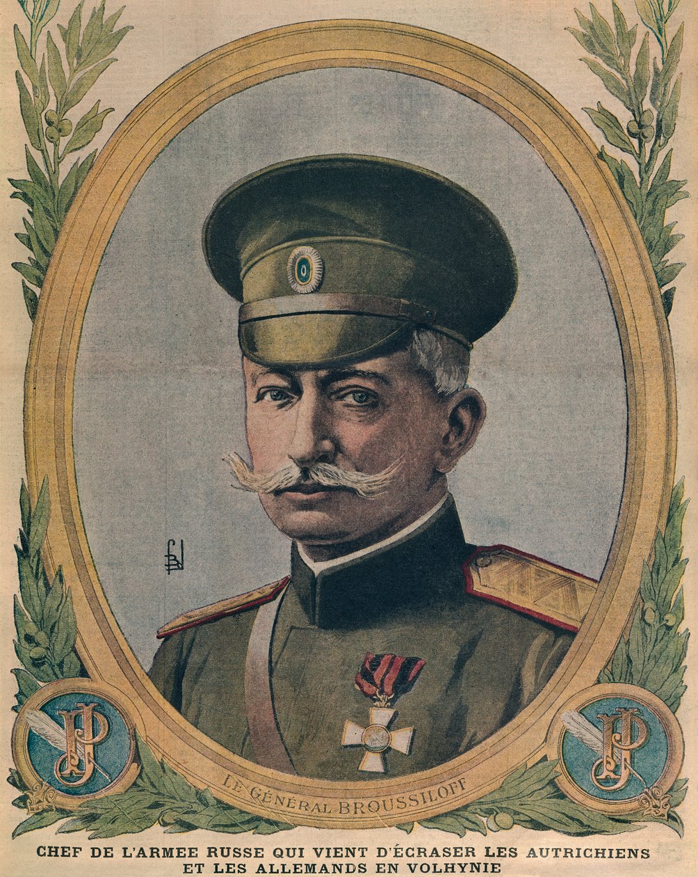 General Aleksei Brusilov, chefe do exército russo que esmagou os austríacos e os alemães em Volhynia, ilustração da capa do Le Petit Journal, 2 de julho de 1916 de French School