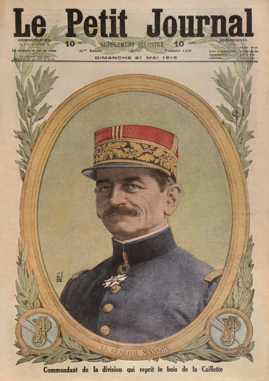 General Charles Mangin, ilustração da capa do Le Petit Journal, suplemento ilustrado, 21 de maio de 1916 de French School