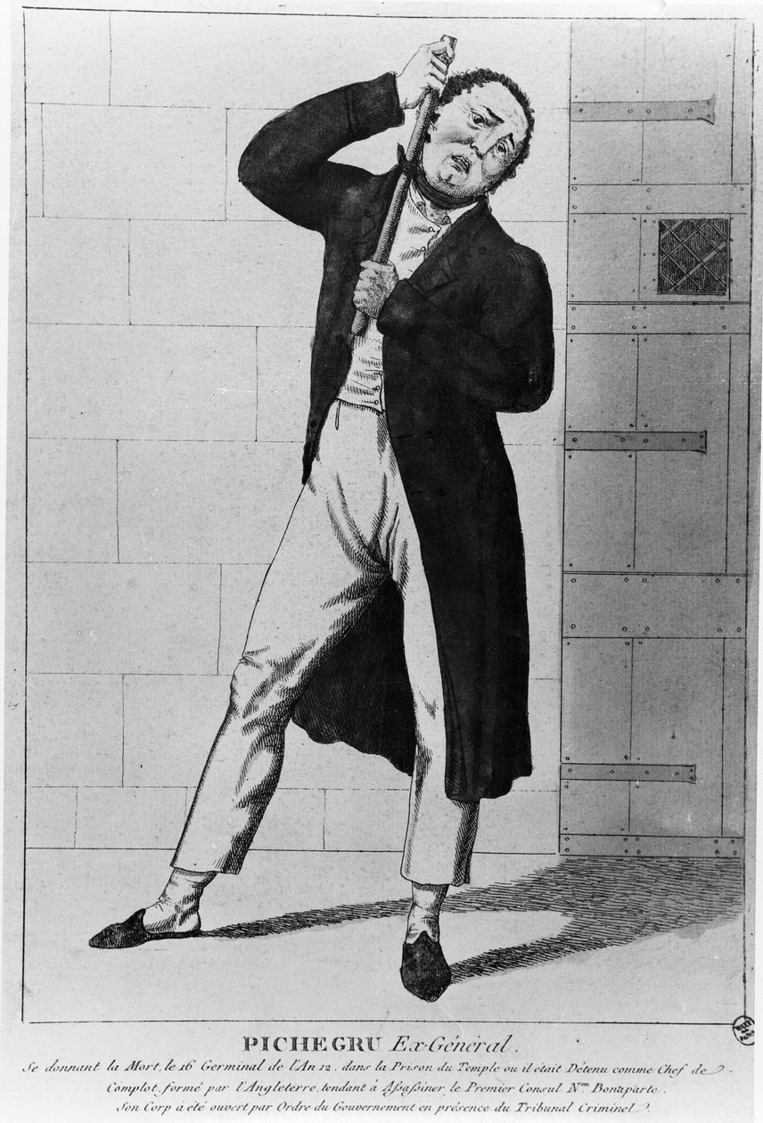 General Charles Pichegru (1761-1804) se estrangulando no templo de French School
