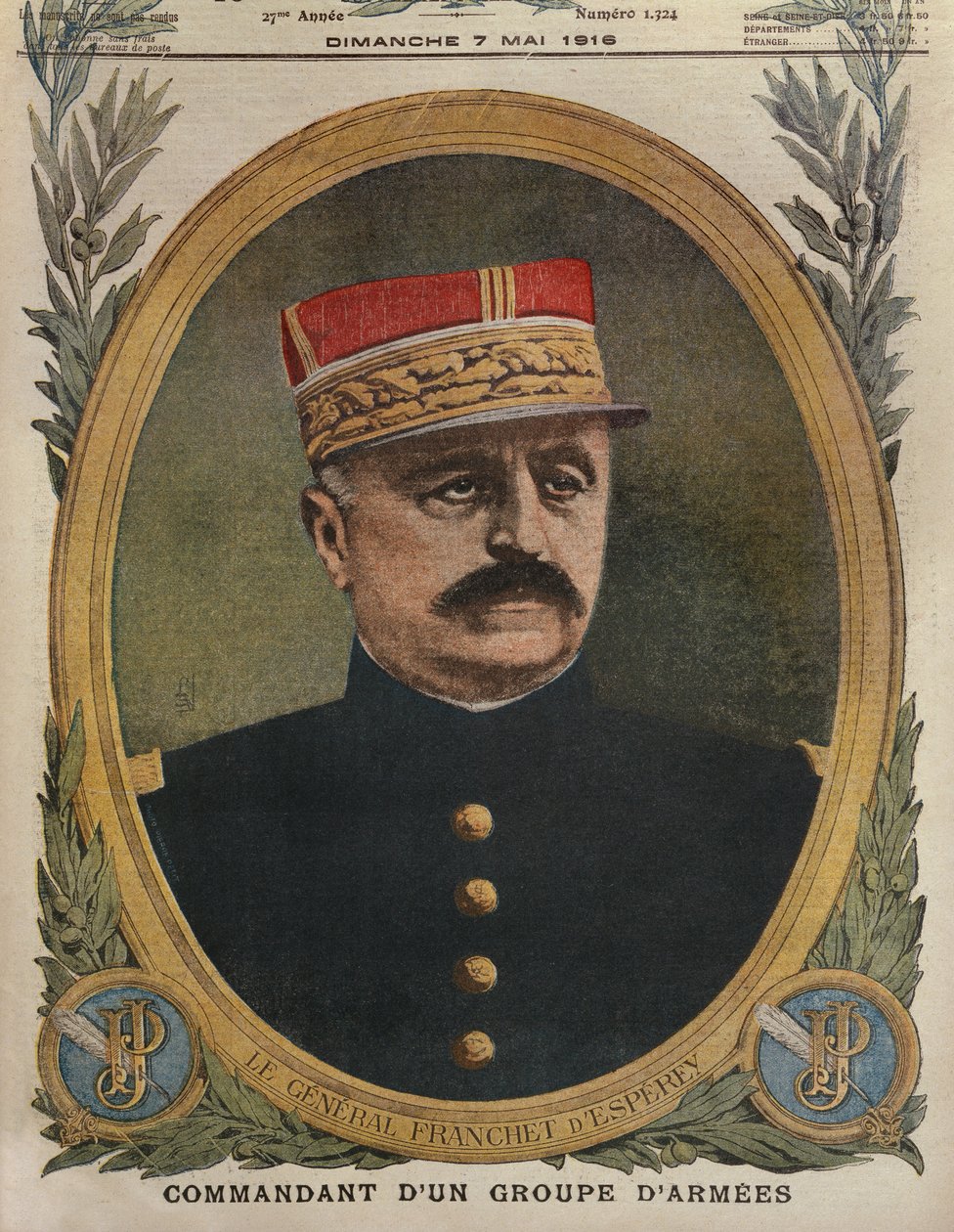 General Franchet dEsperey comandante de um grupo do Exército, ilustração da capa do Le Petit Journal, suplemento ilustrado, 7 de maio de 1916 de French School