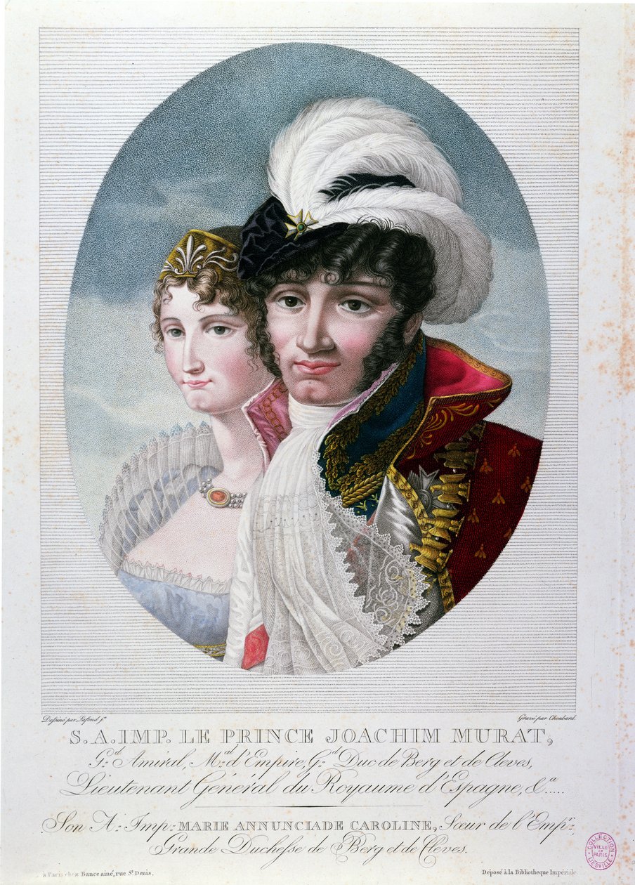 General Joachim Murat (c.1767-1815) e sua esposa Caroline Bonaparte (1782-1839) de French School
