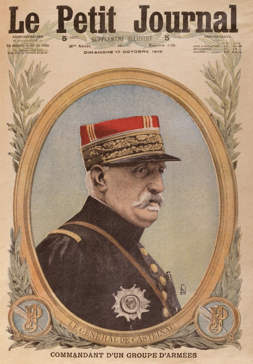 General de Castelnau, ilustração da capa do Le Petit Journal, suplemento ilustre, 17 de outubro de 1915 de French School