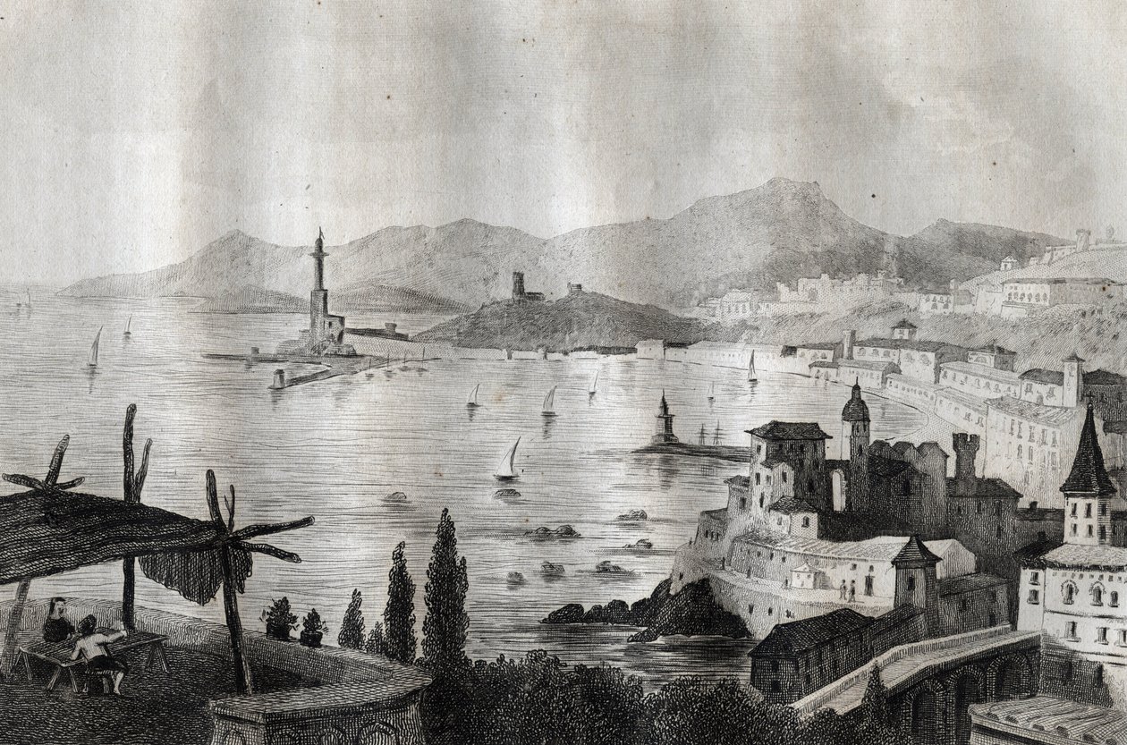 Génova - Genes - Genoa - Gravura de "Picturesque Italy" de M. de Norvins, Ch. Nodier 1834-1836. de French School