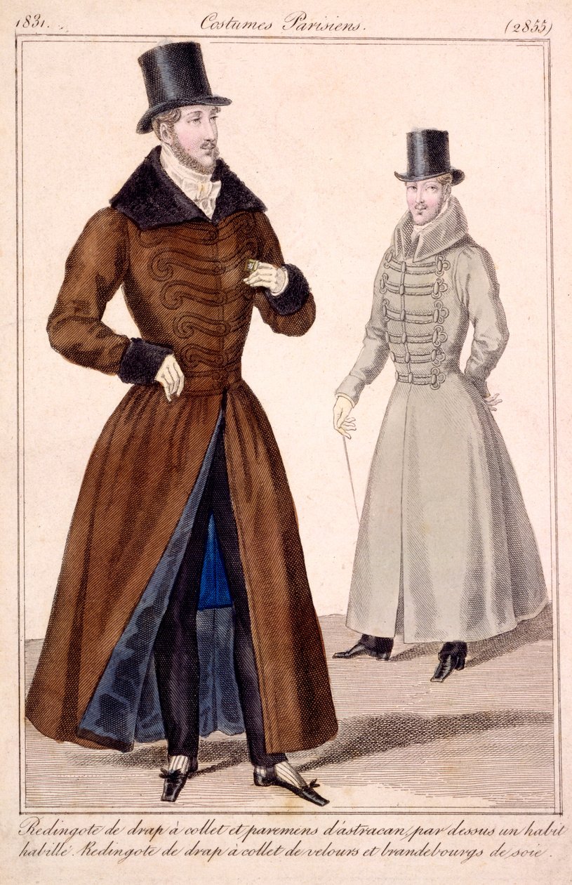 Casacos de inverno Gentlemans, de Parisiens trajes 1779 de French School