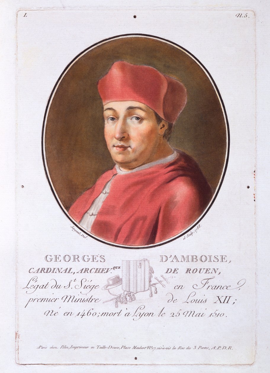 Georges dAmoise, de Retratos de grandes homens, mulheres ilustres e assuntos memoráveis da França, publicado em 1787-92. de French School