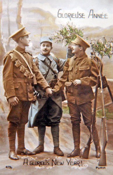 Glorieuse Année - estúdio posou cartão postal francês da Primeira Guerra Mundial de French School