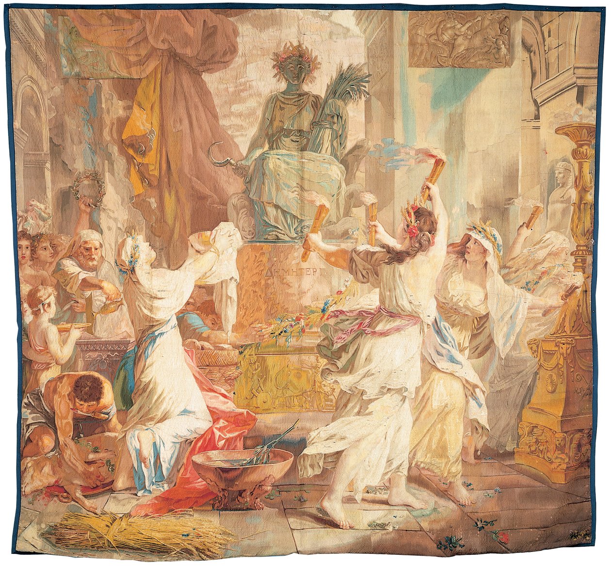 Tapeçaria Gobelins conhecida como "verão" ou "as festas de Ceres" de French School